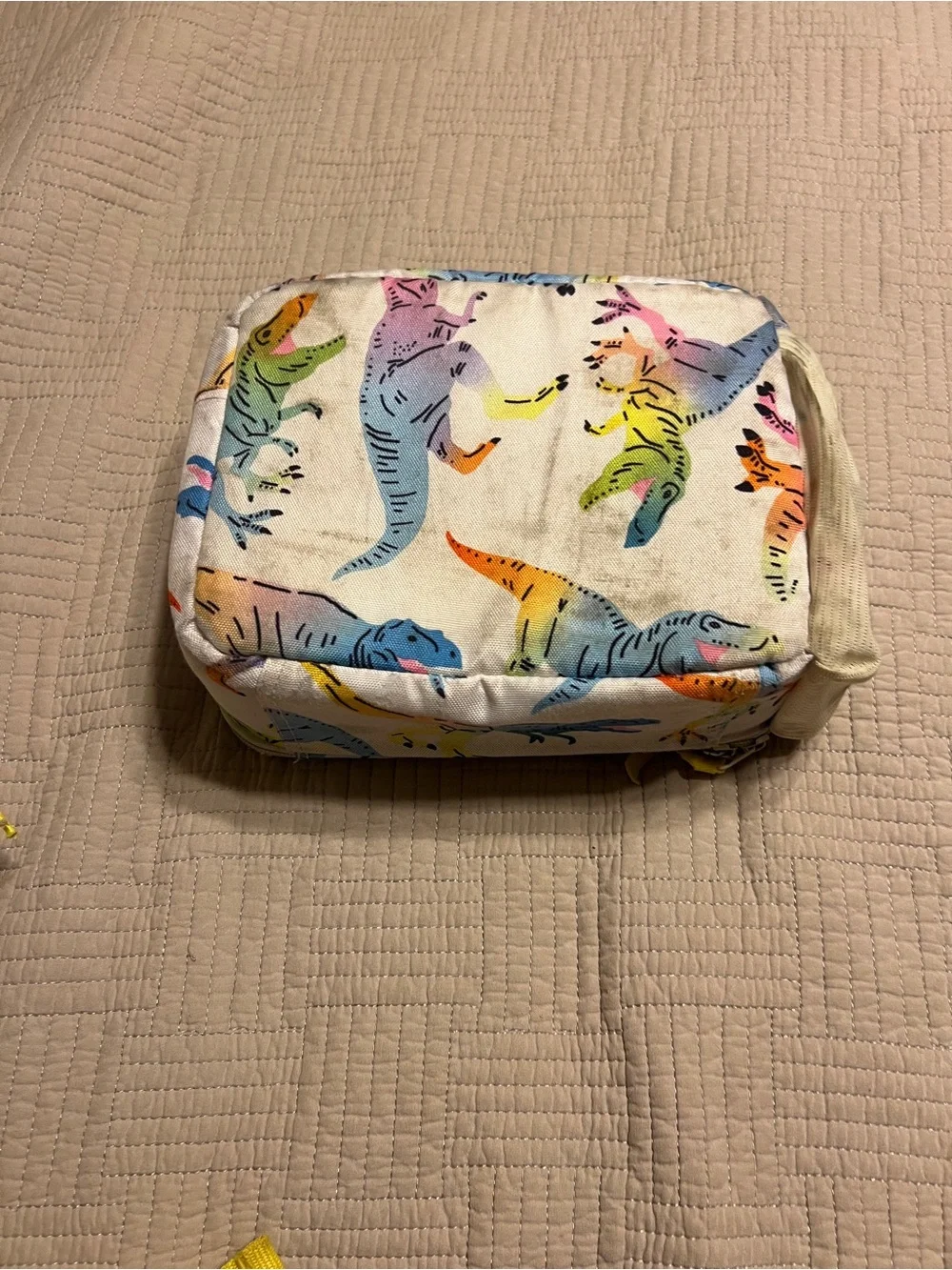 Kids Dino Print Backpack in Yellow Accent and lunchbox